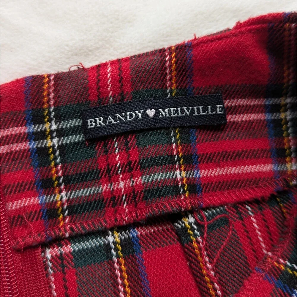 Brandy Melville Red Plaid Cara Skirt Short Skirt Mini Skirt One Size (XS-S)